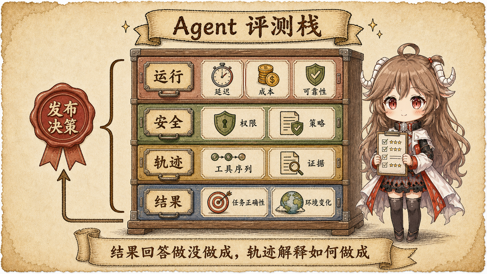 Agent eval 四层栈:结果、过程、安全与运营