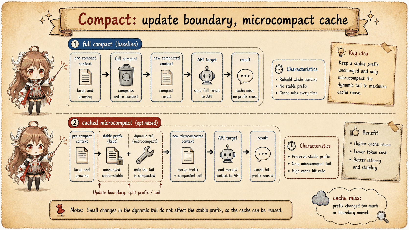 Microcompact replacing high-pressure changing blocks while preserving stable prompt prefix