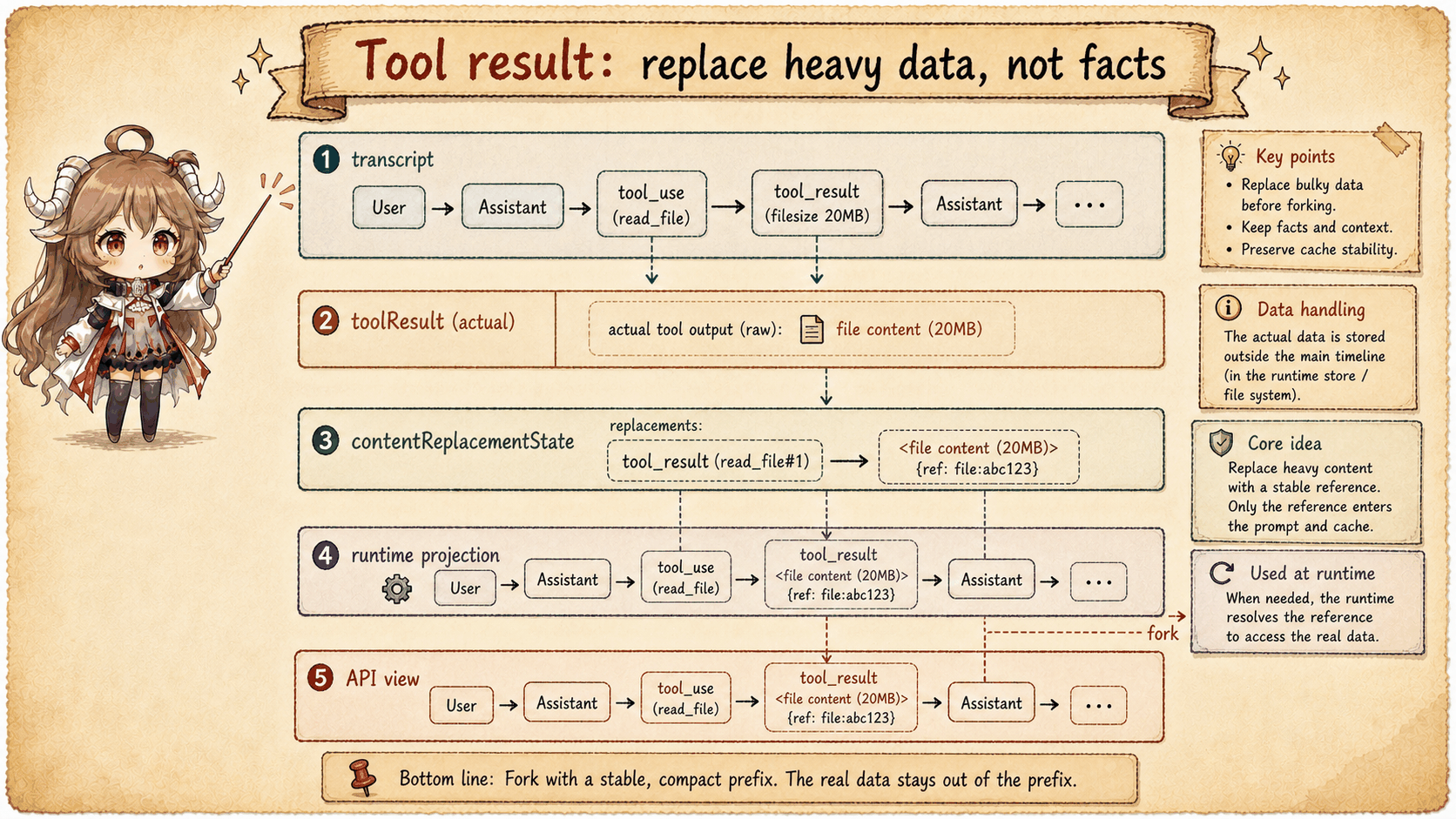 Content replacement state shaping model-visible request blocks and cache stability